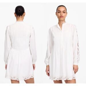 Madewell | NWT Pintucked Eyelet Mini Dress in White | Sz XXS